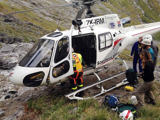 Helicopter rescue of injured Israeli tourist.